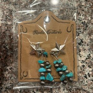 Silver and Turquoise Star Earrings